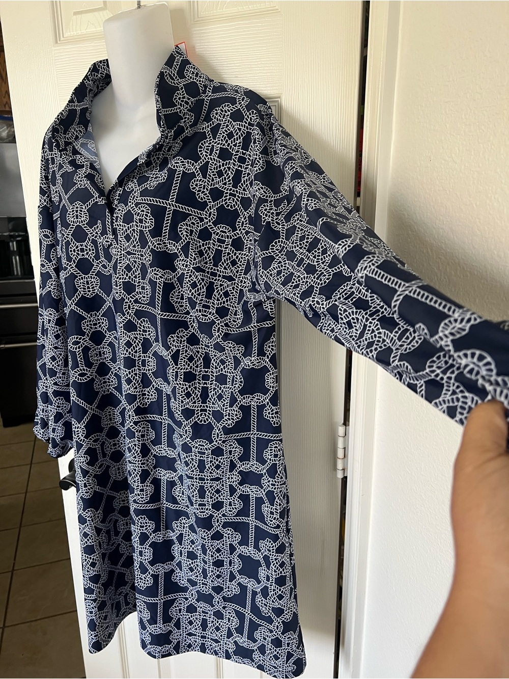 NWT Jude Connally Lattice Ropes Navy MiniDress L - Picture 3 of 9